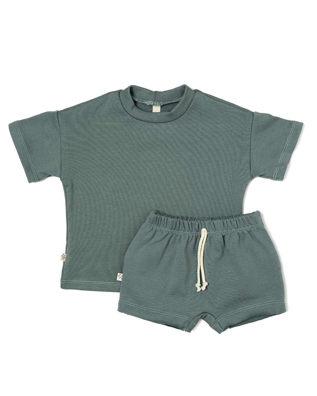 rib knit boy short set - anchor