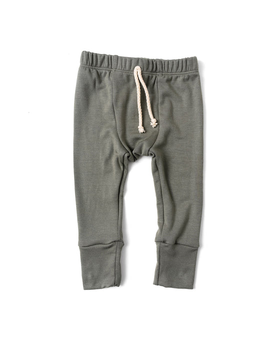 rib knit pant - dark sage