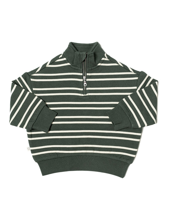 quarter zip pullover - heritage green stripe