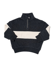 Load image into Gallery viewer, quarter zip pullover - blacktop rugby stripe