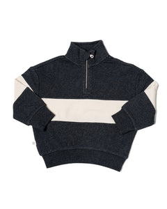 quarter zip pullover - blacktop rugby stripe