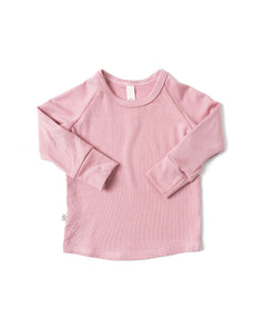 rib knit long sleeve tee - frosting