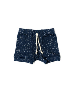 rib knit shorts - constellations on navy