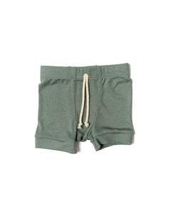 rib knit shorts - sage