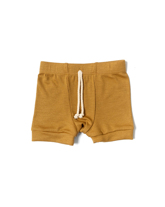 rib knit shorts - wheat