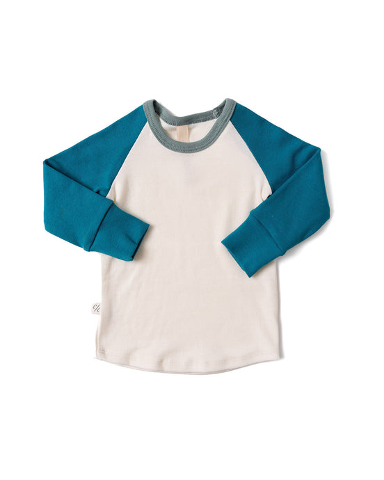 rib knit long sleeve tee - natural aruba and sage