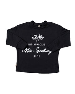 boxy long sleeve tee - motor speedway on black