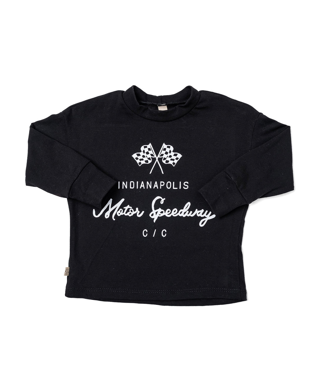 boxy long sleeve tee - motor speedway on black