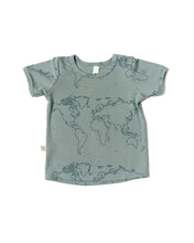 Load image into Gallery viewer, rib knit tee - maps on oil blue