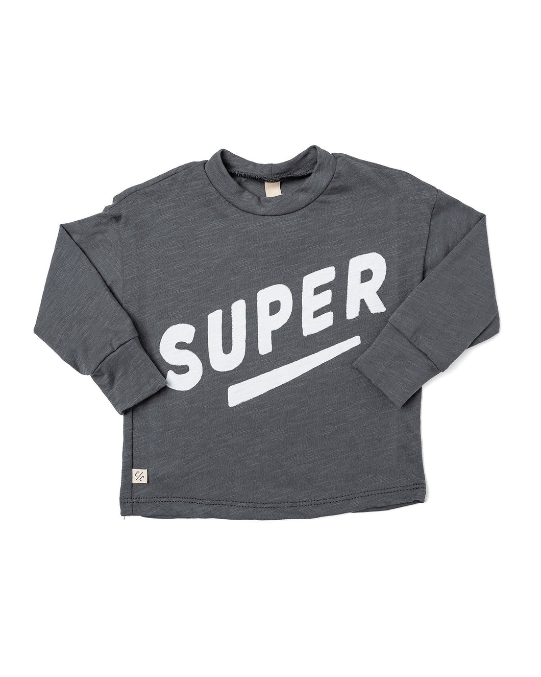 boxy long sleeve tee - super on slate