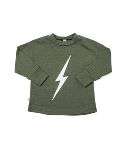 boxy long sleeve tee - lightning on heather thyme