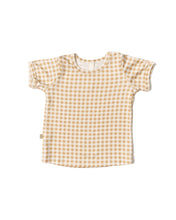 Load image into Gallery viewer, rib knit tee - tan gingham