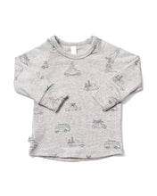 Load image into Gallery viewer, rib knit long sleeve tee - holiday cars on pearl