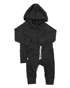 rib knit hoodie set - shadow