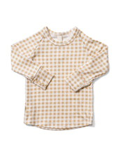 Load image into Gallery viewer, rib knit long sleeve tee - tan gingham