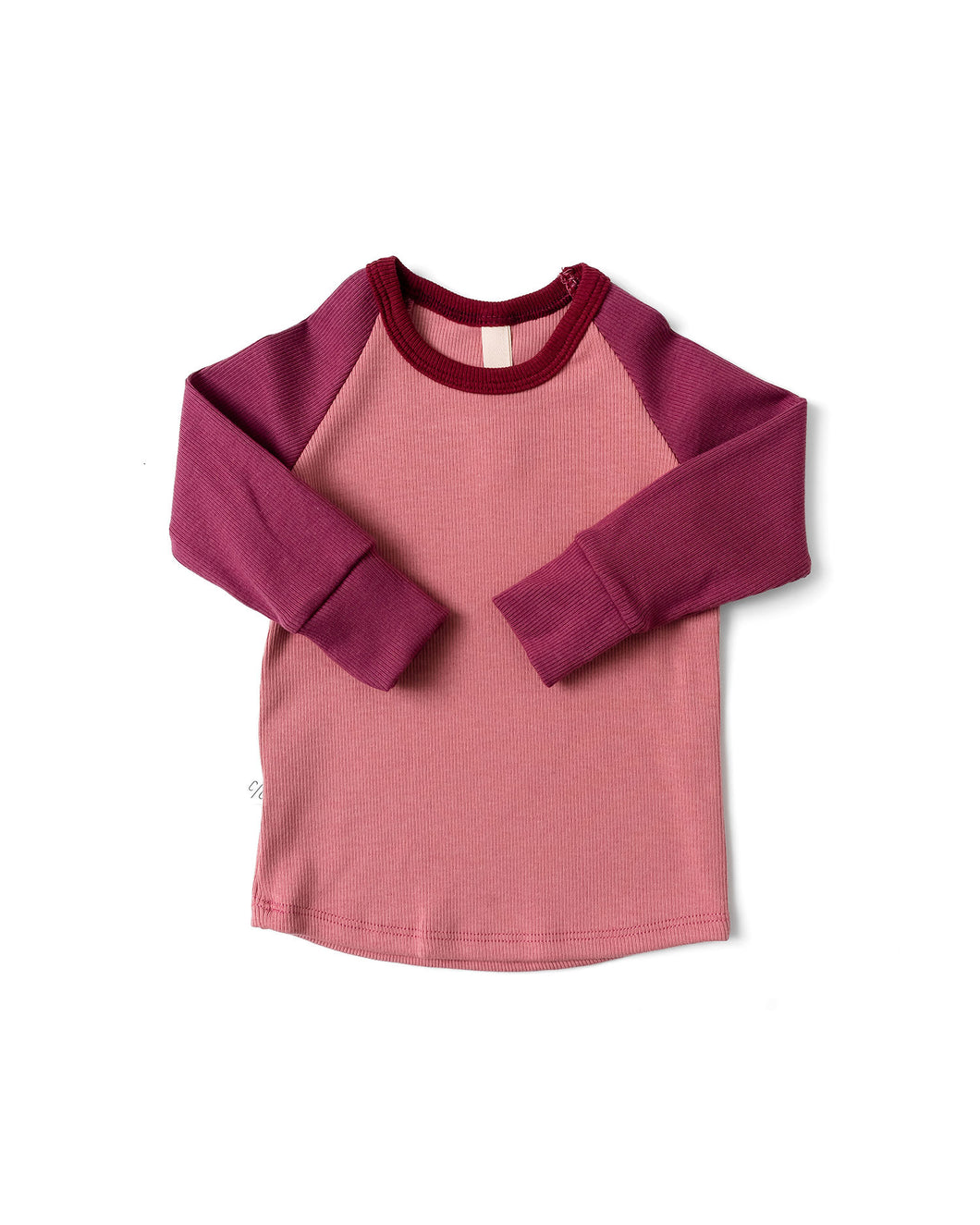 rib knit long sleeve tee - crepe maroon and thistle
