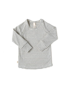 rib knit long sleeve tee - narrow charcol stripe