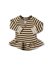 Load image into Gallery viewer, peplum crew - dark fatigue beige stripe