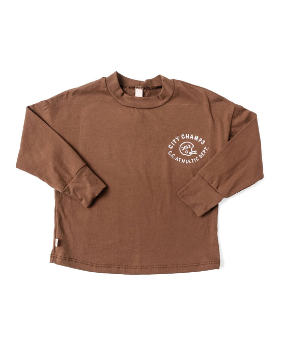 boxy long sleeve tee - city champs on chestnut