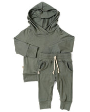 Load image into Gallery viewer, rib knit hoodie set - dark sage