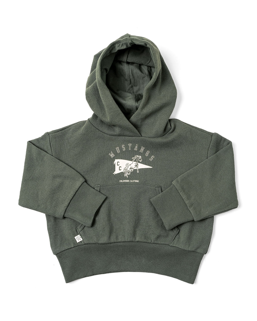 vintage hoodies - go mustangs - heritage green