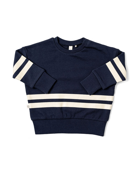 boxy sweatshirts - shoreline stripe - league blue