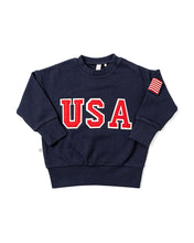 Load image into Gallery viewer, boxy sweatshirts - USA on league blue