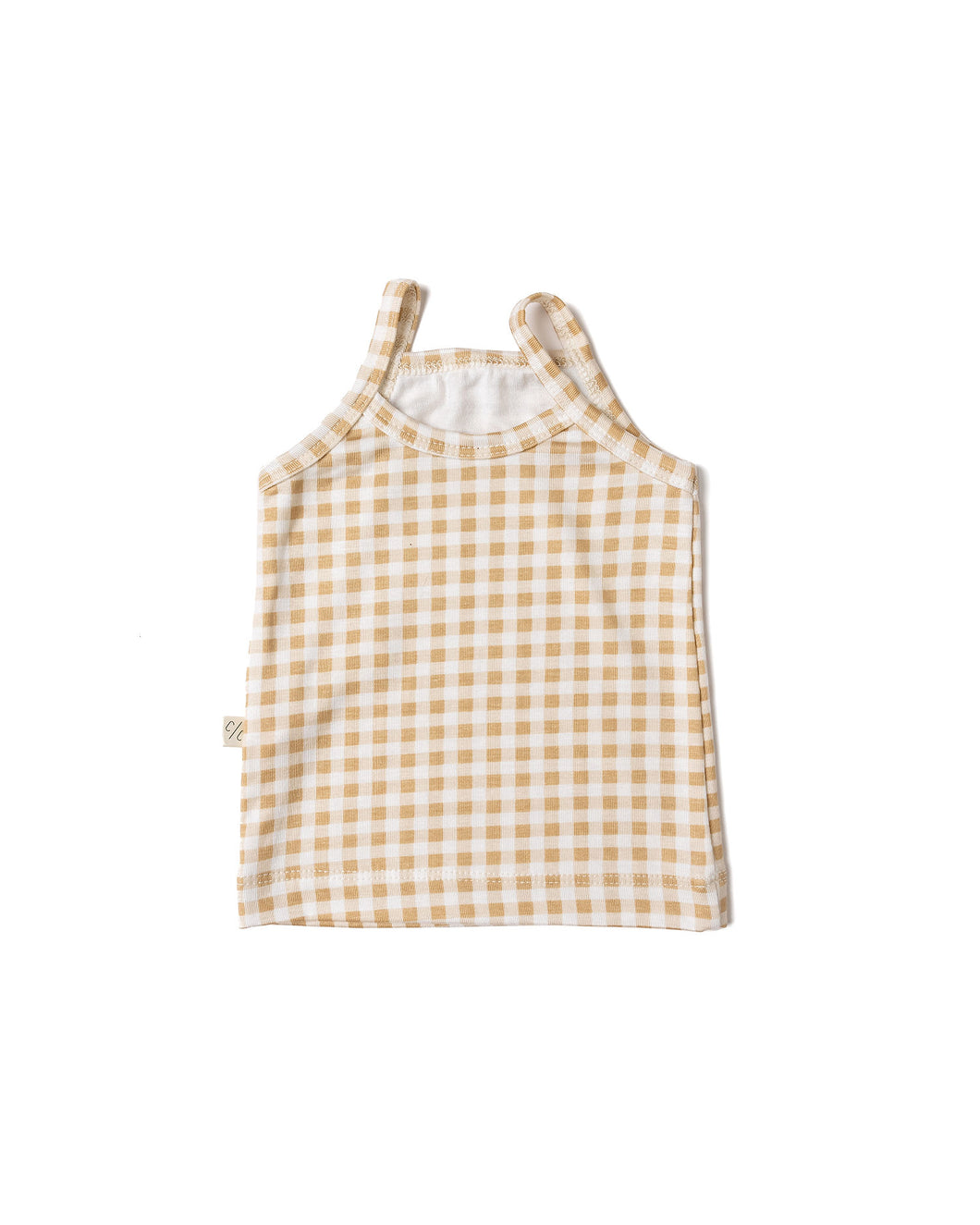 rib knit camisole - tan gingham
