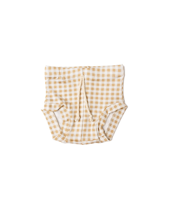 rib knit bloomers - tan gingham