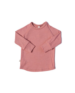 rib knit long sleeve tee - dusty rose