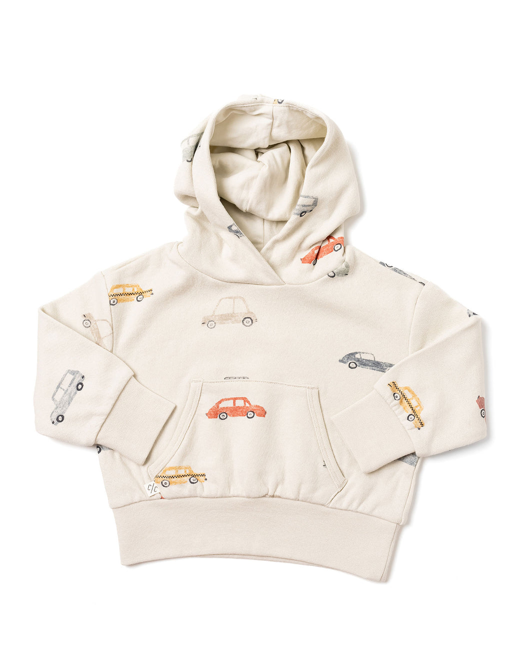 vintage hoodies - cars on skyline blue