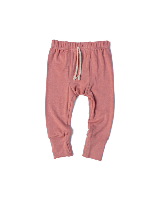 rib knit pant - dusty rose