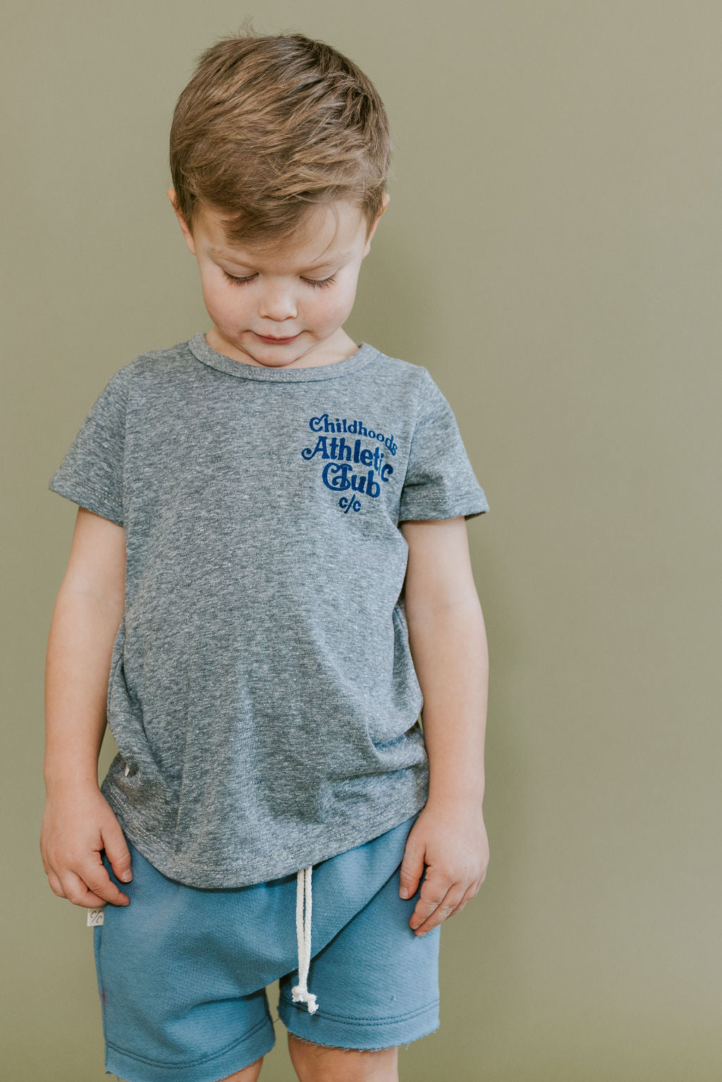 basic tee - childhoods athletic club on heather gray