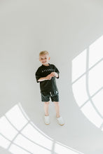 Load image into Gallery viewer, rib knit boy shorts set - atlantic on heather black