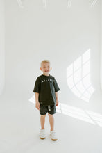 Load image into Gallery viewer, rib knit boy shorts set - atlantic on heather black