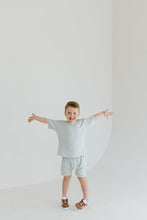 Load image into Gallery viewer, rib knit boy shorts set - blue fog