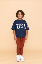 Load image into Gallery viewer, boxy tee - USA on league blue