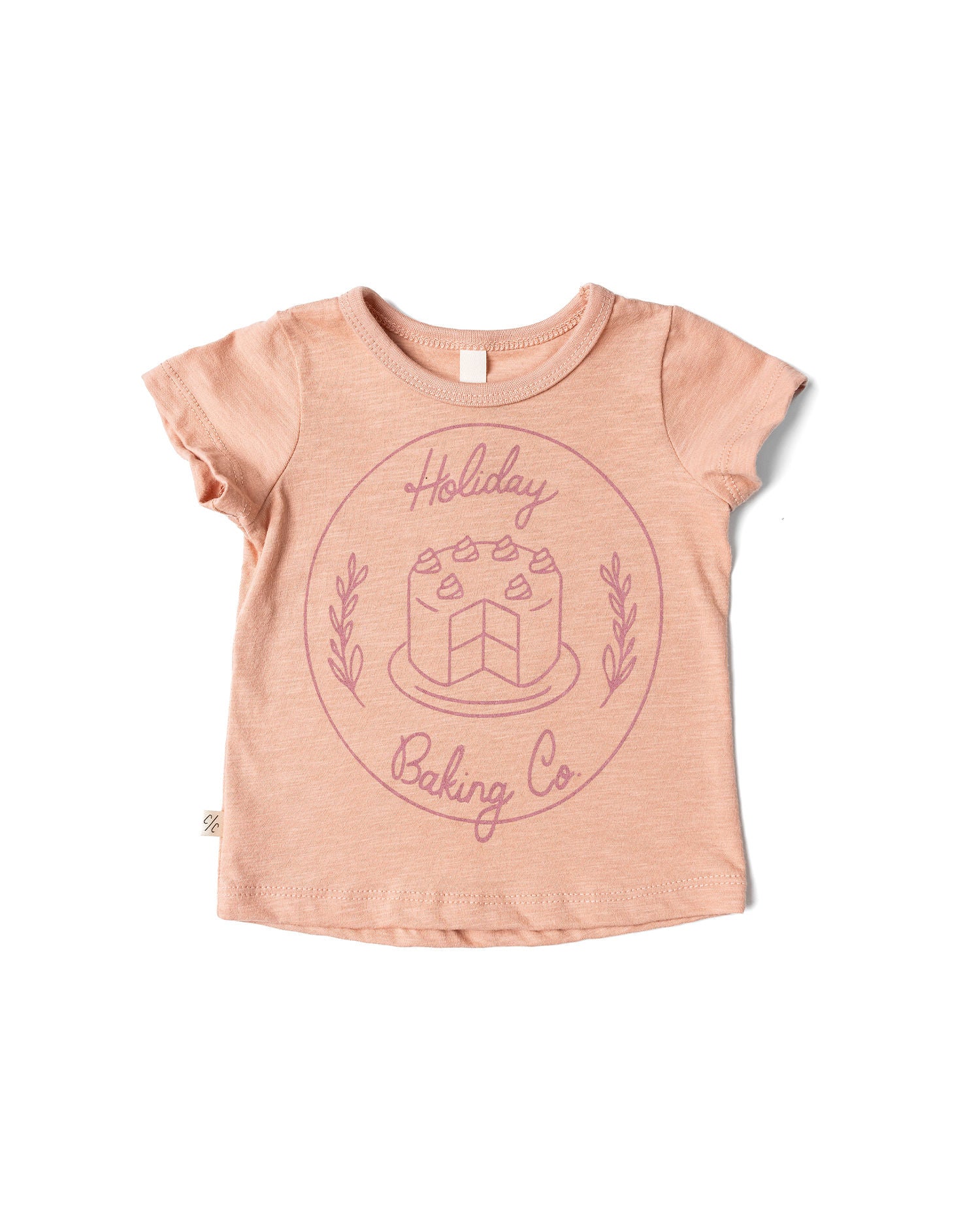 basic tee CO - holiday baking on shell pink