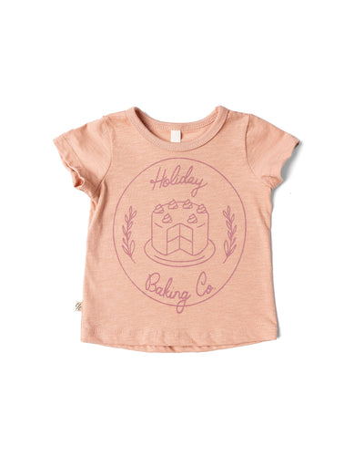 basic tee CO - holiday baking on shell pink