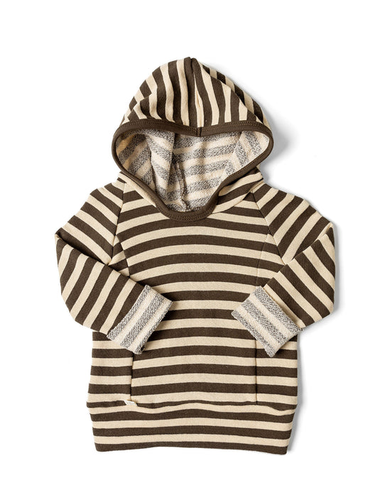 beach hoodie - dark fatigue beige stripe
