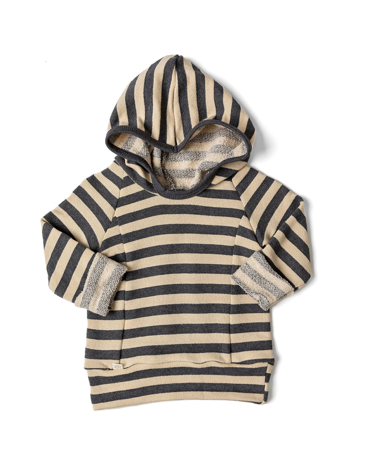 beach hoodie CO - iron gray beige stripe