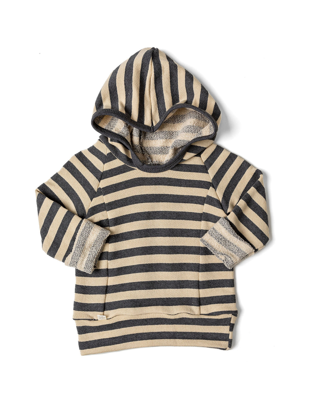 beach hoodie - iron gray beige stripe