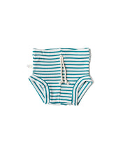 Load image into Gallery viewer, rib knit bloomers - aqua stripe