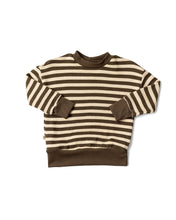 Load image into Gallery viewer, boxy sweatshirt - dark fatigue beige stripe