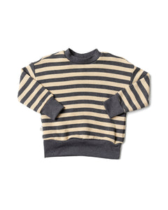 boxy sweatshirt - iron gray beige stripe