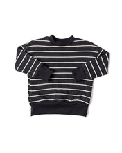 Load image into Gallery viewer, boxy sweatshirt - raven and raven beige stripe