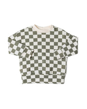 Load image into Gallery viewer, boxy sweatshirt - vetiver checkerboard