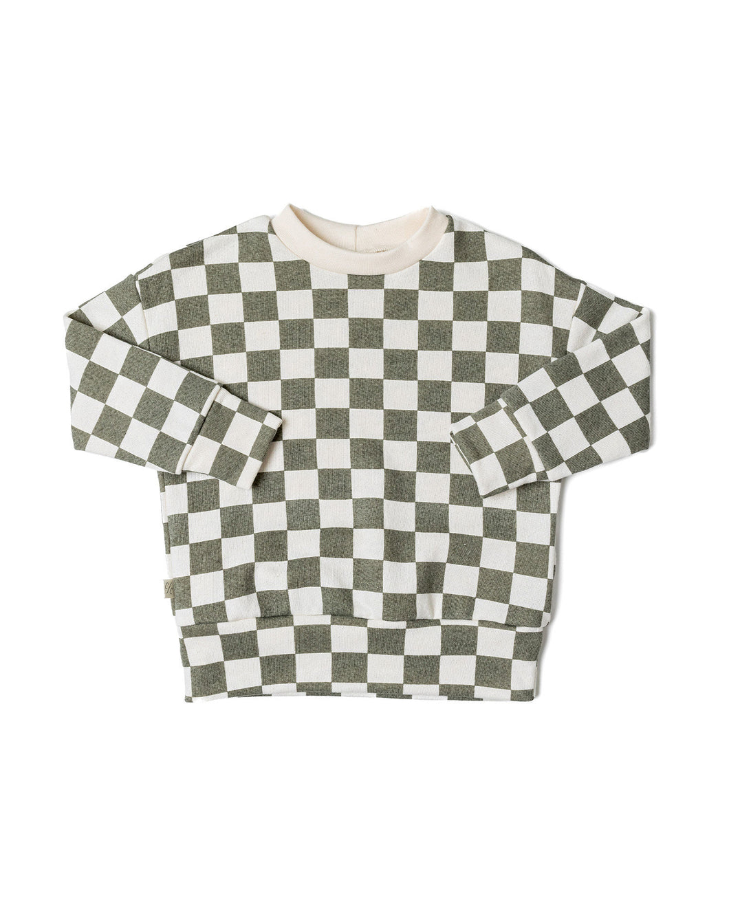boxy sweatshirt - vetiver checkerboard