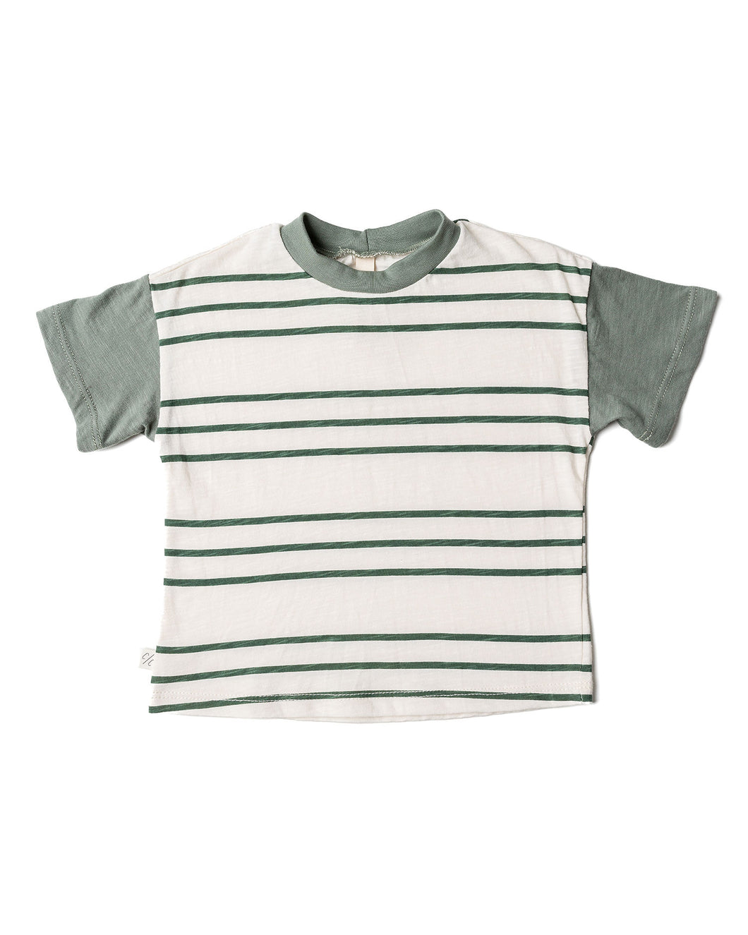 boxy tee - triple stripe on golf green and agave green