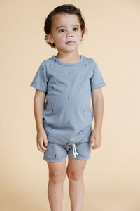 ringer tee  - bolts on mineral blue